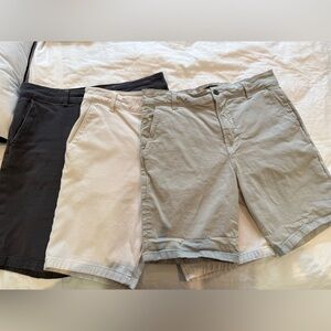 3 Hudson Jeans Men's Flat Front Shorts - Black/grey, Cream & taupe